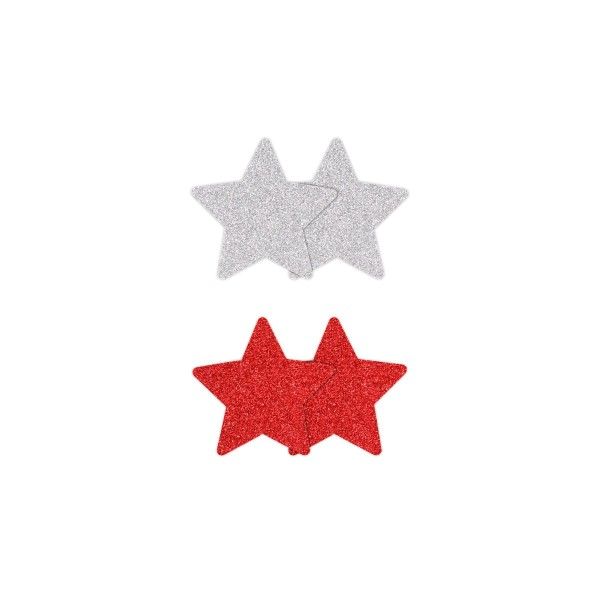 Copri-capezzoli star glitter 2paia red/silver