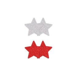 Copri-capezzoli star glitter 2paia red/silver Copri-capezzoli star glitter 2paia red/silver