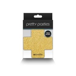 Copri-capezzoli croce glitter 2 paia oro/nero Copri-capezzoli croce glitter 2 paia oro/nero
