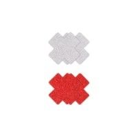 Copri-capezzoli croce 2 paia rosso/argento