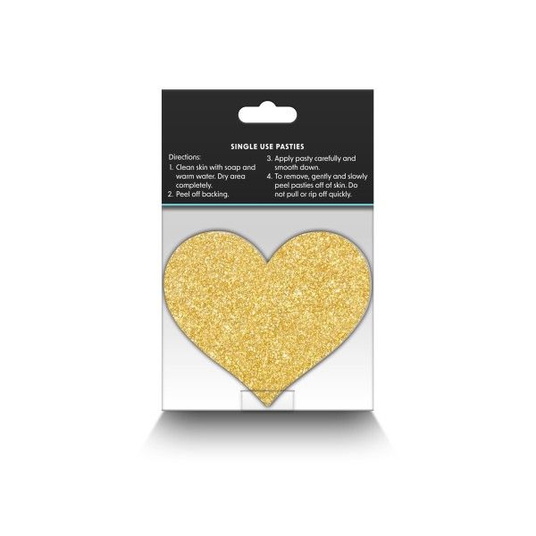 Copri-capezzoli cuore glitter 2 paia oro/nero