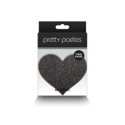 Copri-capezzoli cuore glitter 2 paia oro/nero Copri-capezzoli cuore glitter 2 paia oro/nero