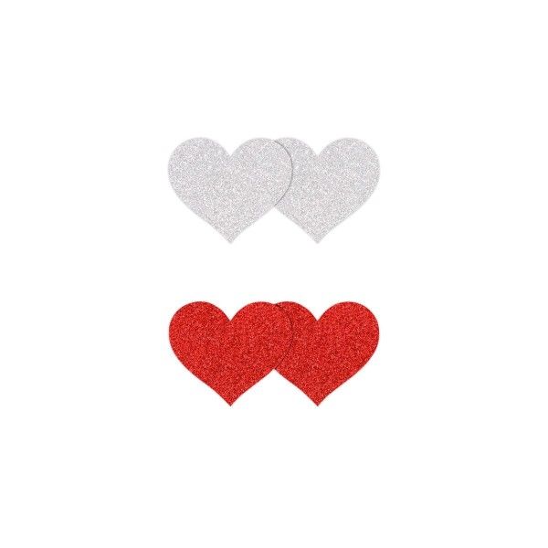 Copri-capezzoli cuore 2 paia rosso/argento