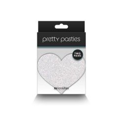 Copri-capezzoli cuore 2 paia rosso/argento Copri-capezzoli cuore 2 paia rosso/argento