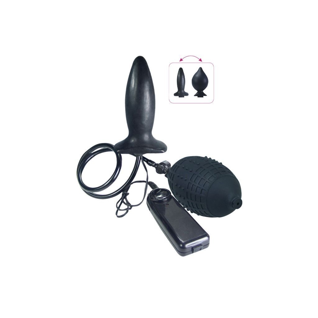 Vibratore anale plug gonfiabile nero dildo fallo vibrante black sex toys anal butt
