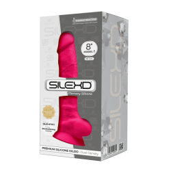 Dildo realistico testicoli SILEXD fucsia 20cm Dildo realistico testicoli SILEXD fucsia 20cm