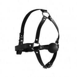 Imbracatura testa e Ball gag regolabile nera Imbracatura testa e Ball gag regolabile nera