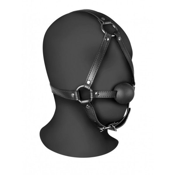 Imbracatura testa e Ball gag regolabile nera