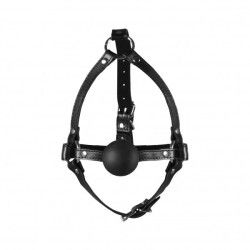 Imbracatura testa e Ball gag regolabile nera Imbracatura testa e Ball gag regolabile nera