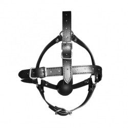 Imbracatura testa e Ball gag regolabile nera Imbracatura testa e Ball gag regolabile nera