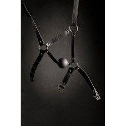 Imbracatura testa e Ball gag regolabile nera Imbracatura testa e Ball gag regolabile nera