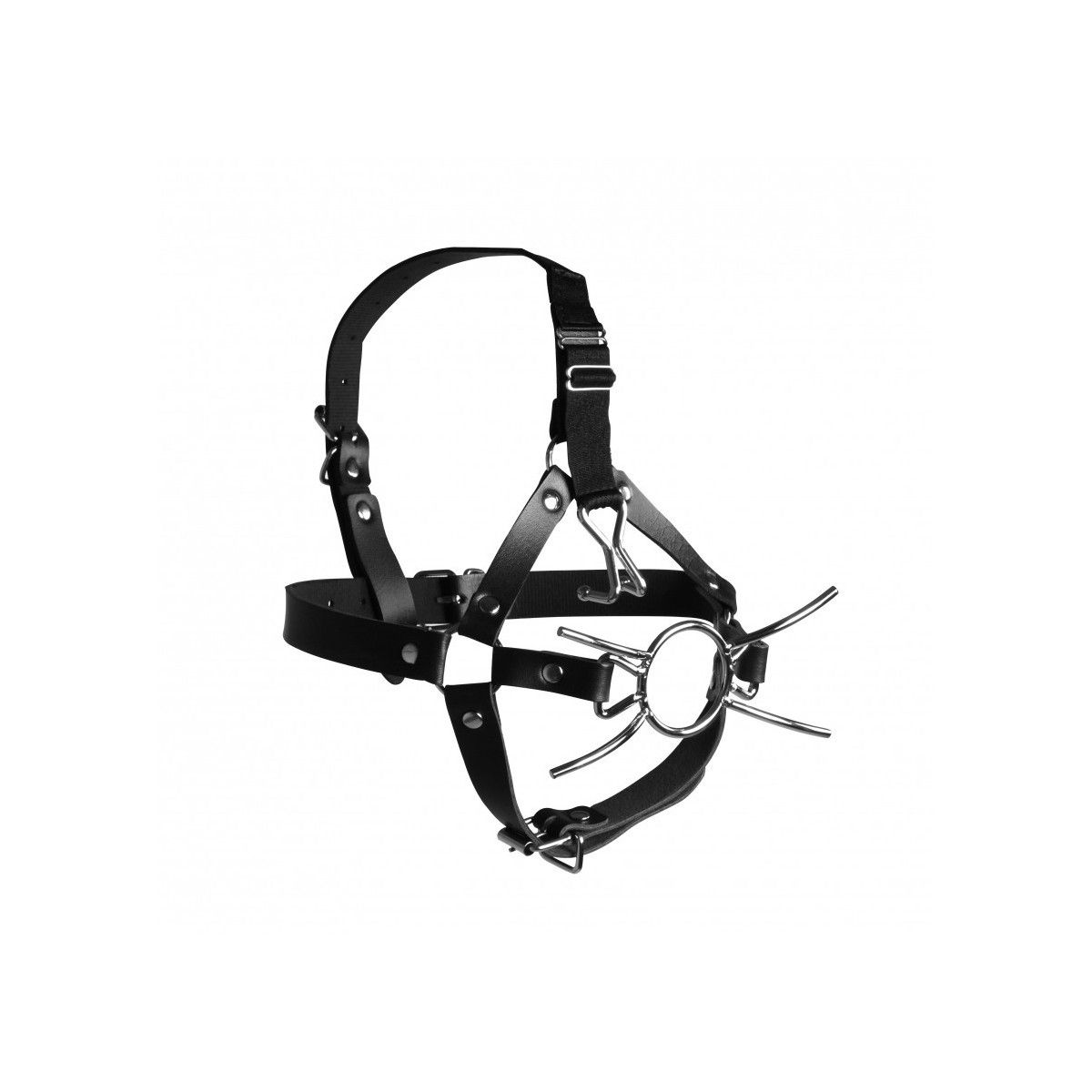Imbracatura viso BDSM con Spider Gag nera