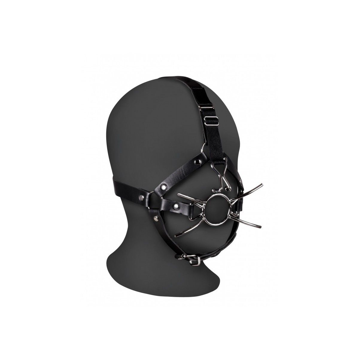 Imbracatura viso BDSM con Spider Gag nera