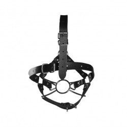 Imbracatura viso BDSM con Spider Gag nera