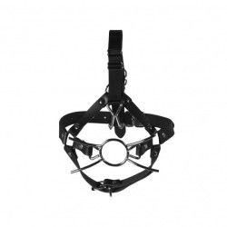 Imbracatura viso BDSM con Spider Gag nera
