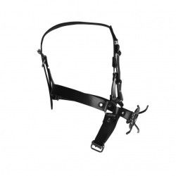 Imbracatura viso BDSM con Spider Gag nera