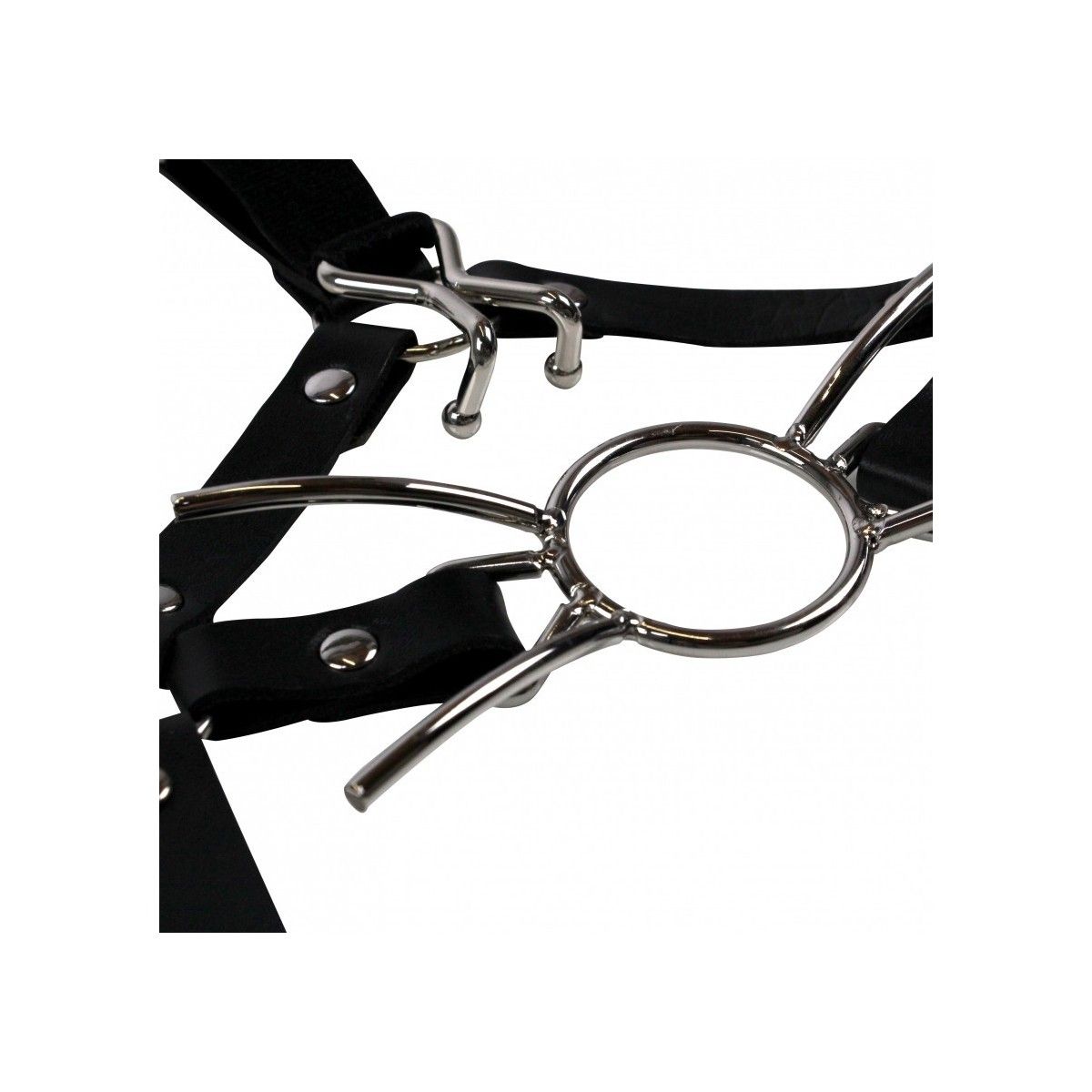 Imbracatura viso BDSM con Spider Gag nera