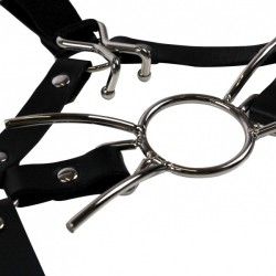 Imbracatura viso BDSM con Spider Gag nera
