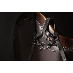 Imbracatura viso BDSM con Spider Gag nera