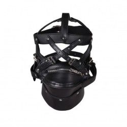 Imbracatura testa BDSM con zip per bocca nera Imbracatura testa BDSM con zip per bocca nera