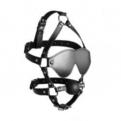Imbracatura viso con maschera e ball gag nera Imbracatura viso con maschera e ball gag nera
