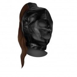 Maschera BDSM nera con coda castana Maschera BDSM nera con coda castana
