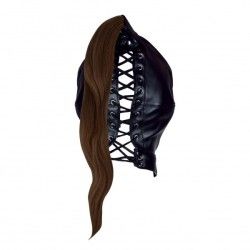 Maschera BDSM nera con coda castana Maschera BDSM nera con coda castana