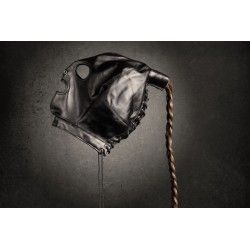 Maschera BDSM nera con coda castana Maschera BDSM nera con coda castana