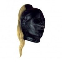 Maschera BDSM nera con coda bionda