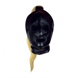 Maschera BDSM nera con coda bionda Maschera BDSM nera con coda bionda