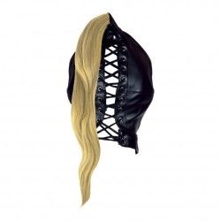 Maschera BDSM nera con coda bionda Maschera BDSM nera con coda bionda