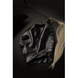 Maschera BDSM nera con coda bionda Maschera BDSM nera con coda bionda