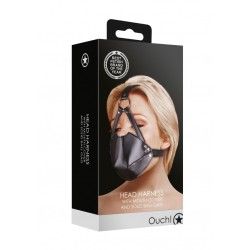 Imbracatura viso ball gag traspirante nera Imbracatura viso ball gag traspirante nera