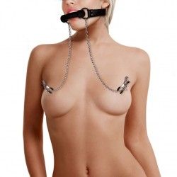 Bavaglio in silicone BDSM con pinze capezzoli Bavaglio in silicone BDSM con pinze capezzoli
