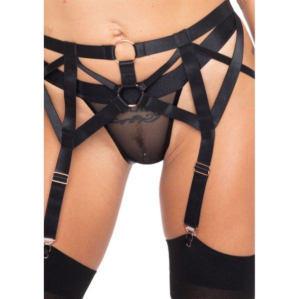 Reggicalze fetish incrociato Kinky Diva nero