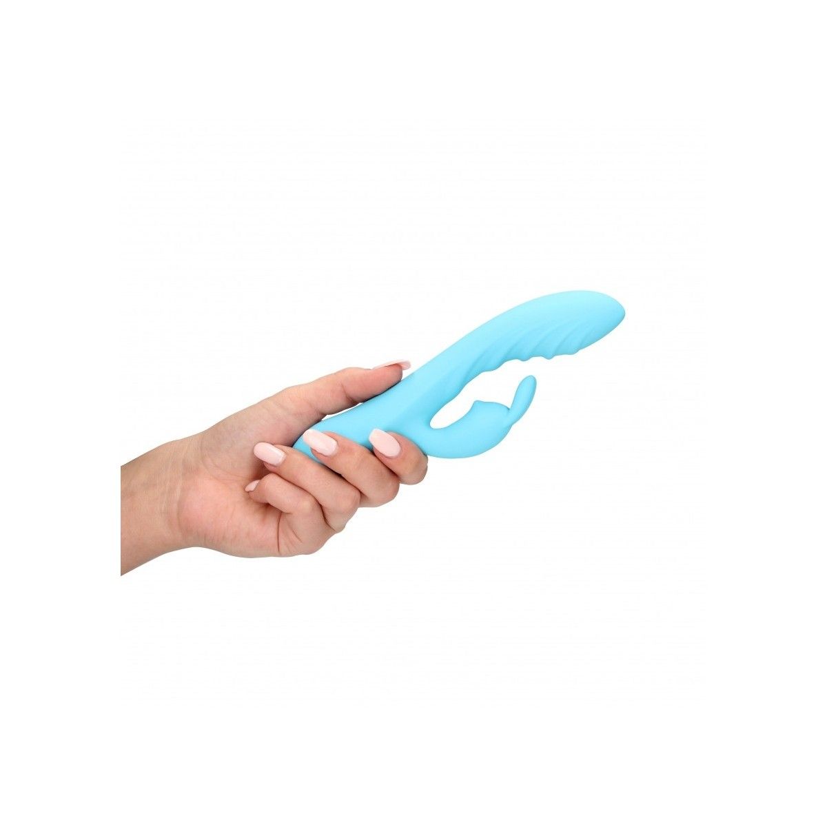 Vibratore vaginale Ribbed Ultra Soft Silicone Rabbit Vibrator Glacial Blue