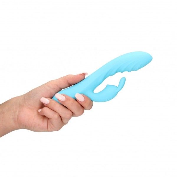 Vibratore rabbit con rilievi silicone azzurro