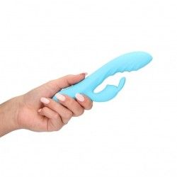 Vibratore rabbit con rilievi silicone azzurro Vibratore rabbit con rilievi silicone azzurro