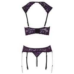 Completo intimo viola con reggicalze e perle Completo intimo viola con reggicalze e perle