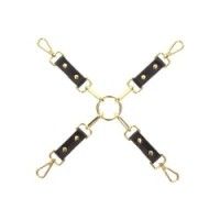 Hog Tie BDSM nero con dettagli dorati