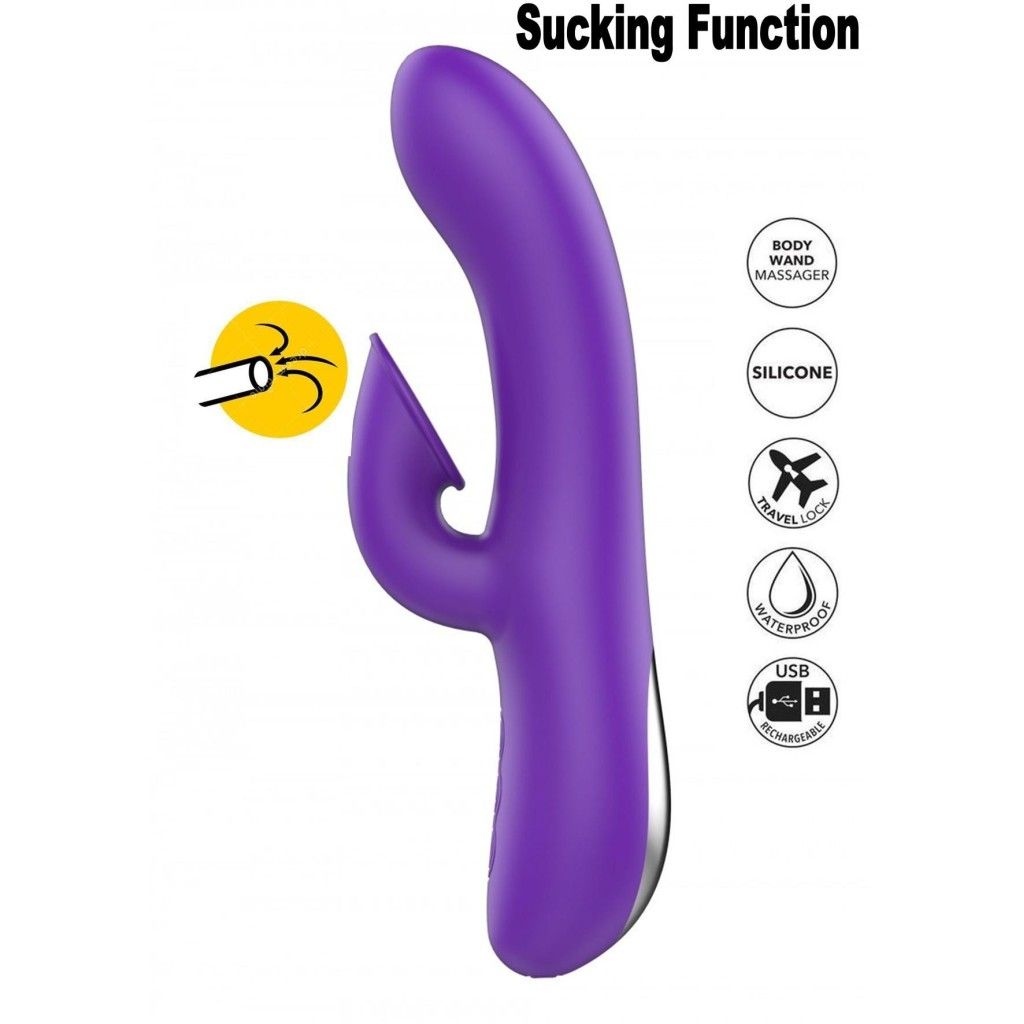 Vibratore rabbit doppio stimolatore vaginale succhia vagina dildo fallo vibrante in silicone impermeabile ricaricabile