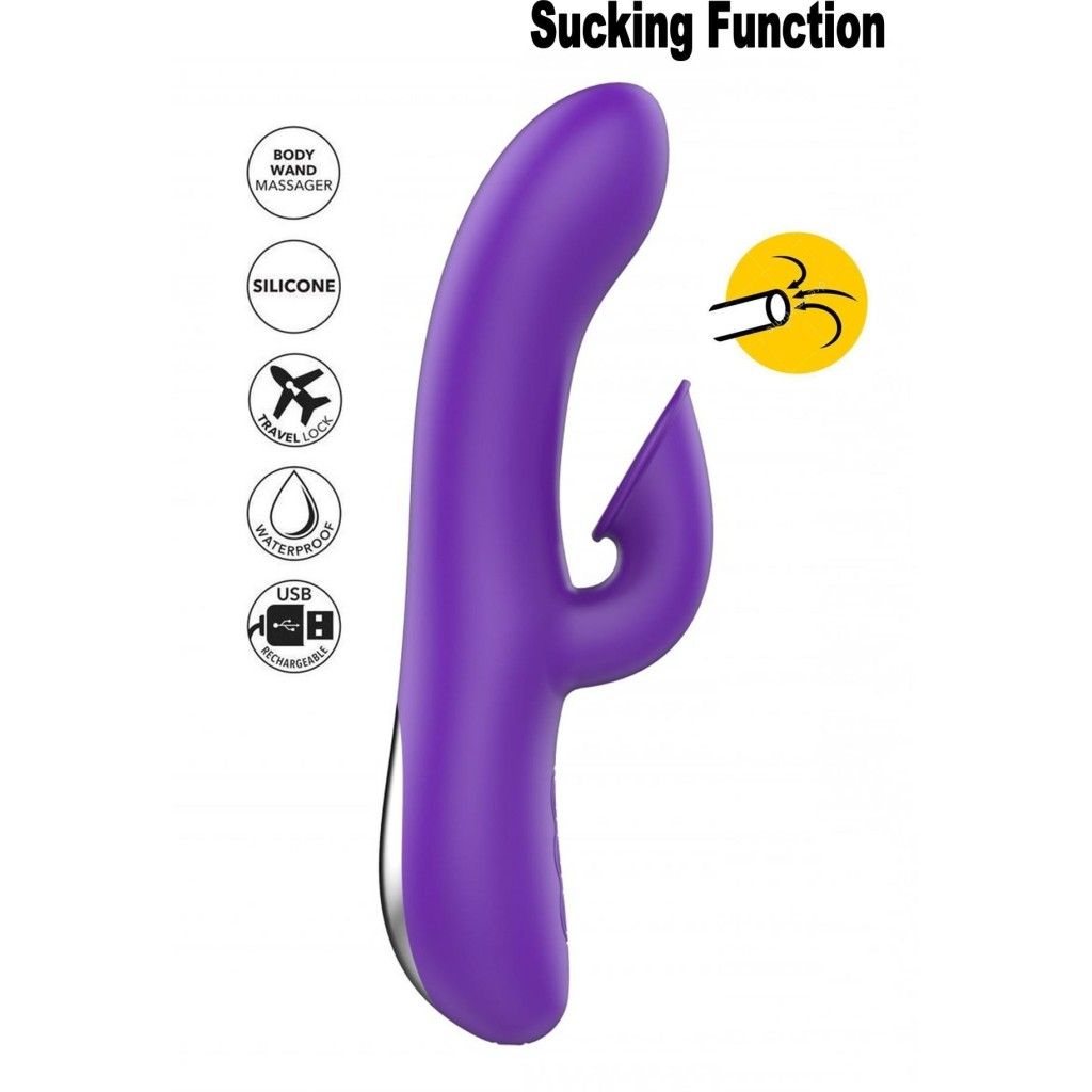 Vibratore rabbit doppio stimolatore vaginale succhia vagina dildo fallo vibrante in silicone impermeabile ricaricabile