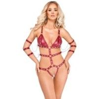 Body bondage intimo aperto rosso scuro