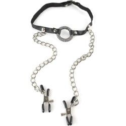 Ring gag con pinze capezzoli Ring gag con pinze capezzoli