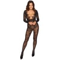 Tutina sexy a rete manica lunga Cottelli