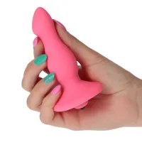 Plug anale vibrante con ventosa fucsia