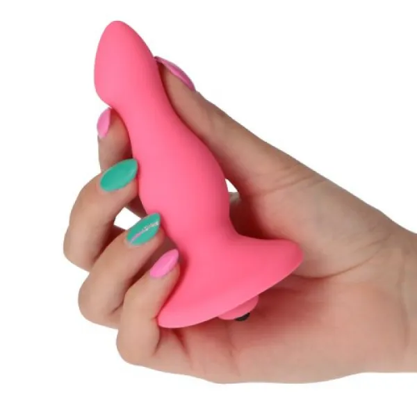 Plug anale vibrante con ventosa fucsia