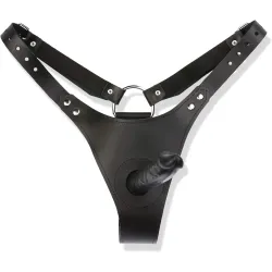 Perizoma donna strapon in pelle e fallo latex Perizoma donna strapon in pelle e fallo latex