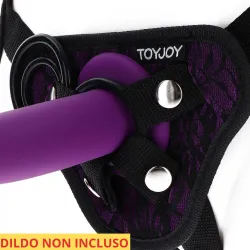 Cintura strap-on Harness viola e pizzo nero Cintura strap-on Harness viola e pizzo nero