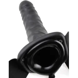 Fallo cavo indossabile vibrante nero 20 cm Fallo cavo indossabile vibrante nero 20 cm